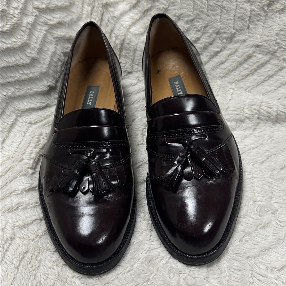 Bally Moresco Brown Leather Tassel Fringe Loafer Shoes Size 10 D, Made in Italy